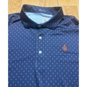 Turtleson Polo Shirt Mens XL Blue Barrel Print Golf Performance Short Sleeve